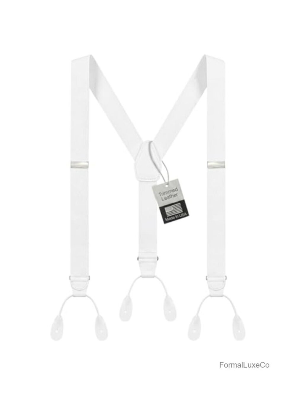 Mens Tuxedo Suspenders with Leather Button Tabs, Y-Back Formal Dress Suspenders